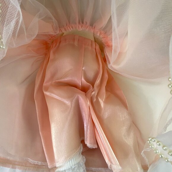 Vintage Handmade Fabric Bunny Rabbit Doll Dress and Faux Pearls - Picture 7 of 8